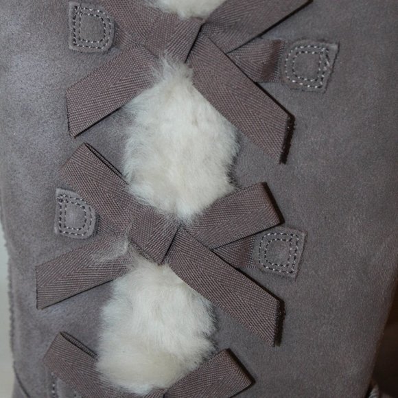 UGG KOOLABURRA CINDER GRAY TALL SUEDE BOW BOOTS - Picture 2 of 6